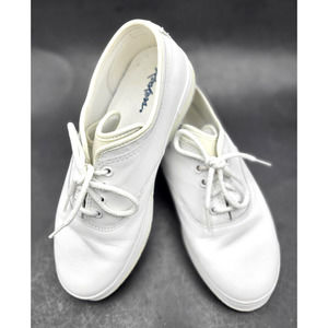 Rockers White Leather Wave Lace Up Shoes Rubber Soles Womens 7M Worn Only Indoor
